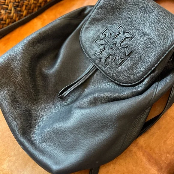 Tory Burch Harper Black Leather Backpack - Picture 5 of 9